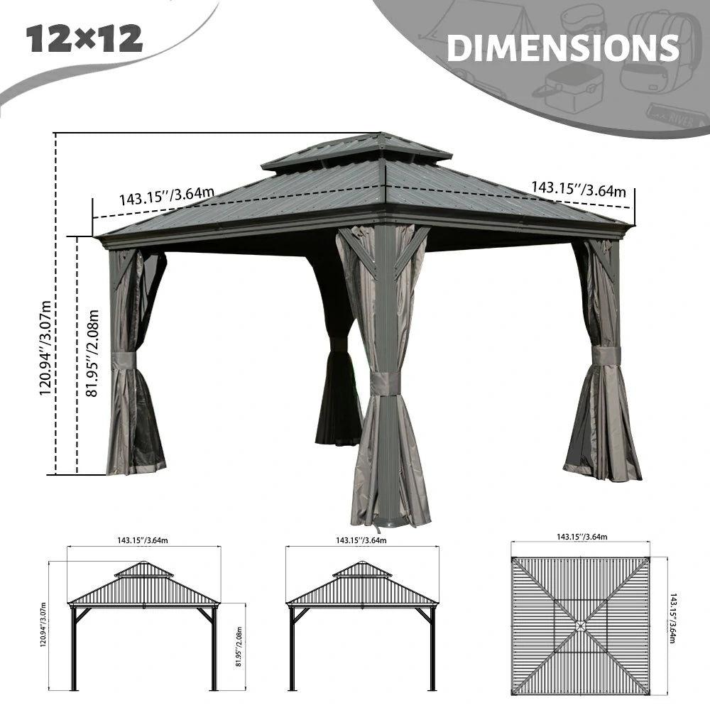 Domi outdoor living Hardtop gazebo#size_12'x12'