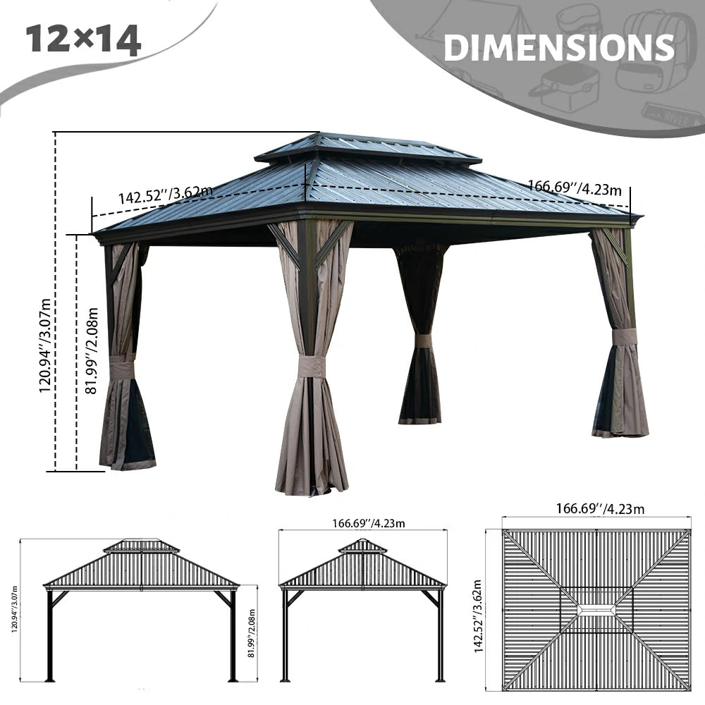 Domi outdoor living Hardtop gazebo#size_12'x14'