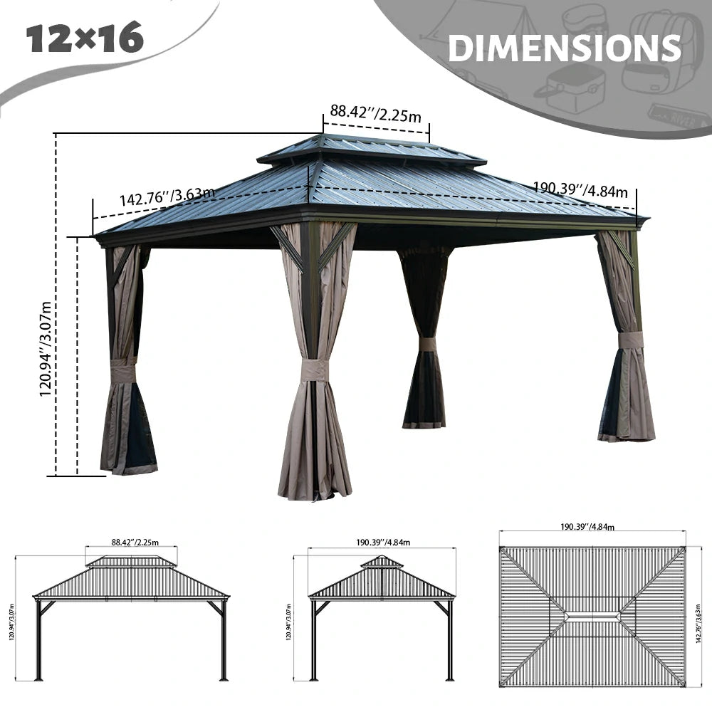 Domi outdoor living Hardtop gazebo#size_12'x16'