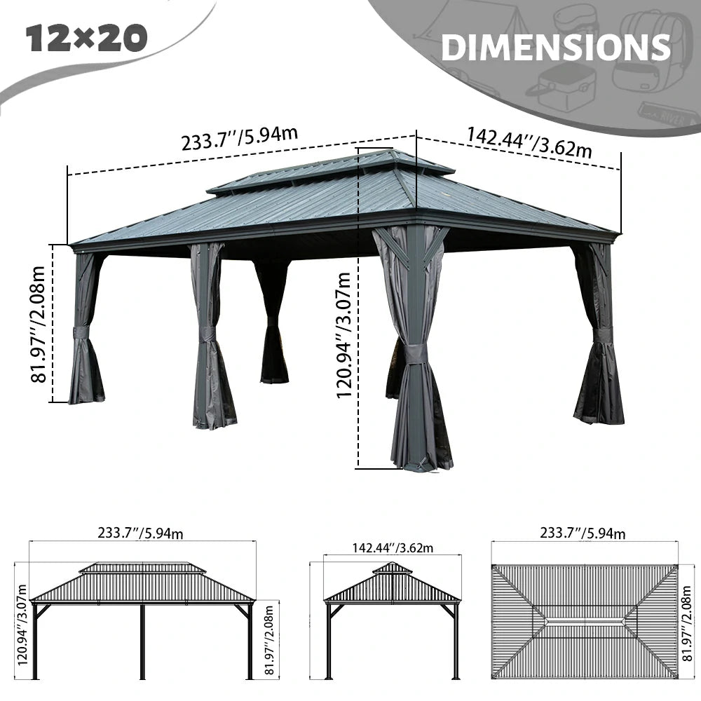 Domi outdoor living Hardtop gazebo#size_12'x20'