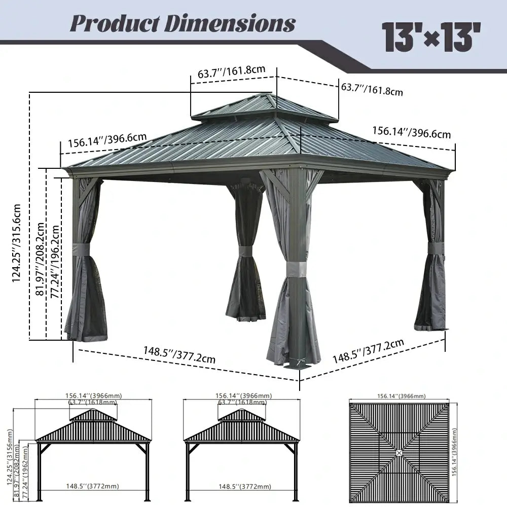 Domi outdoor living Hardtop gazebo#size_13'x13'