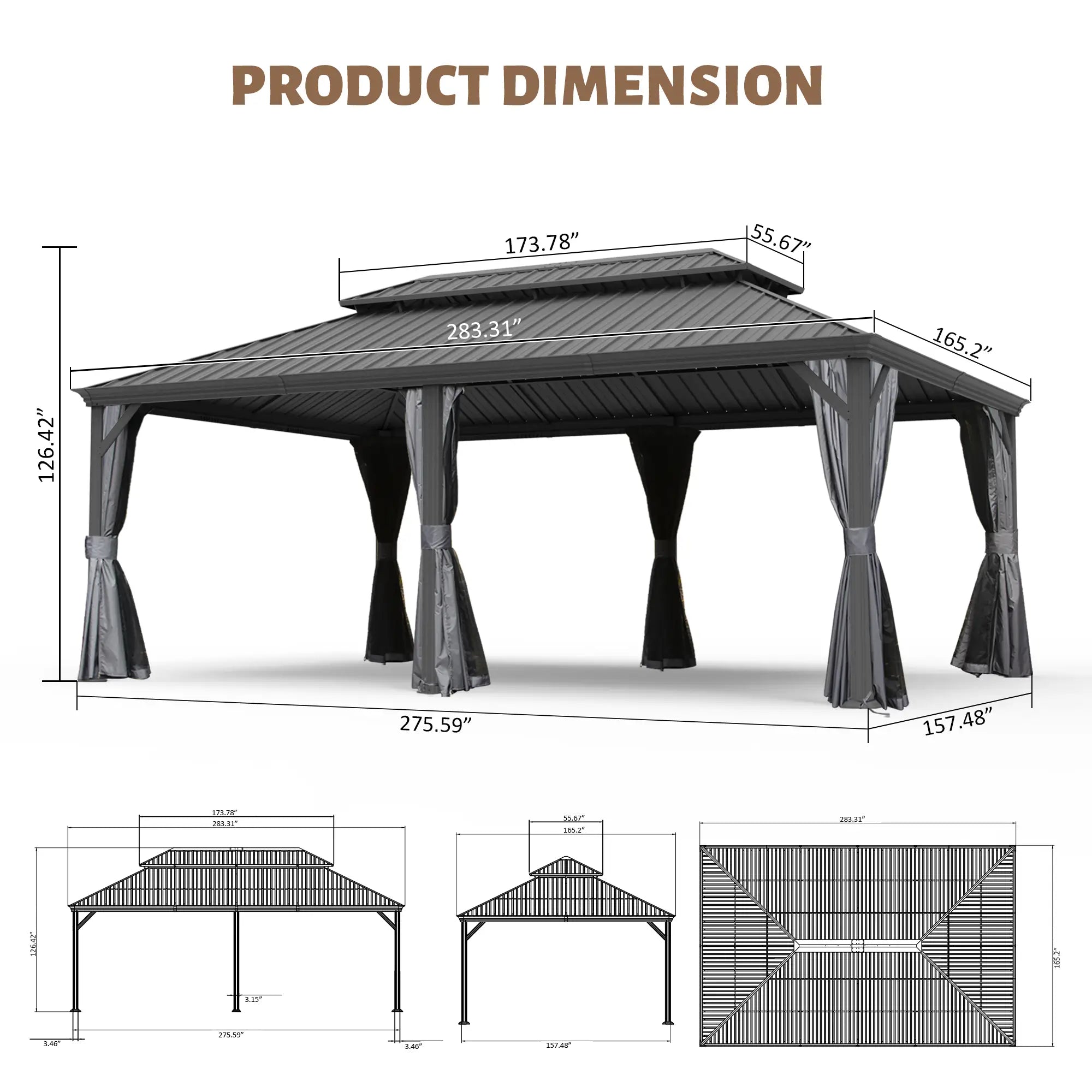 Domi outdoor living Hardtop gazebo#size_14'x24'