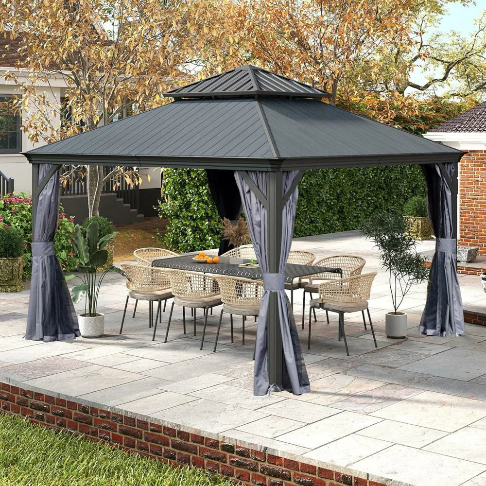 Domi Outdoor Living Hardtop Gazebo Resin Roof#size_12'x12'