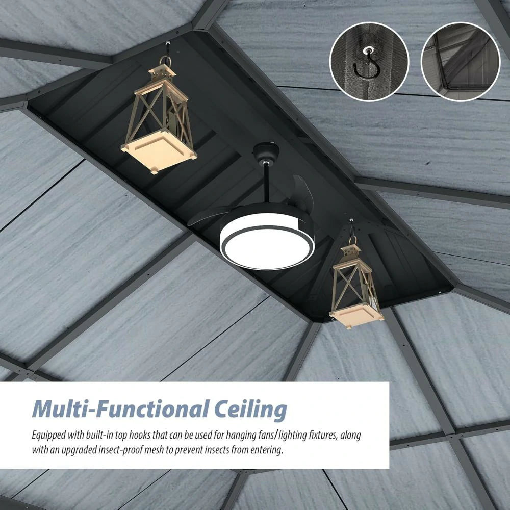 Domi Outdoor Living Hardtop Gazebo Resin Roof#size_12'x16'