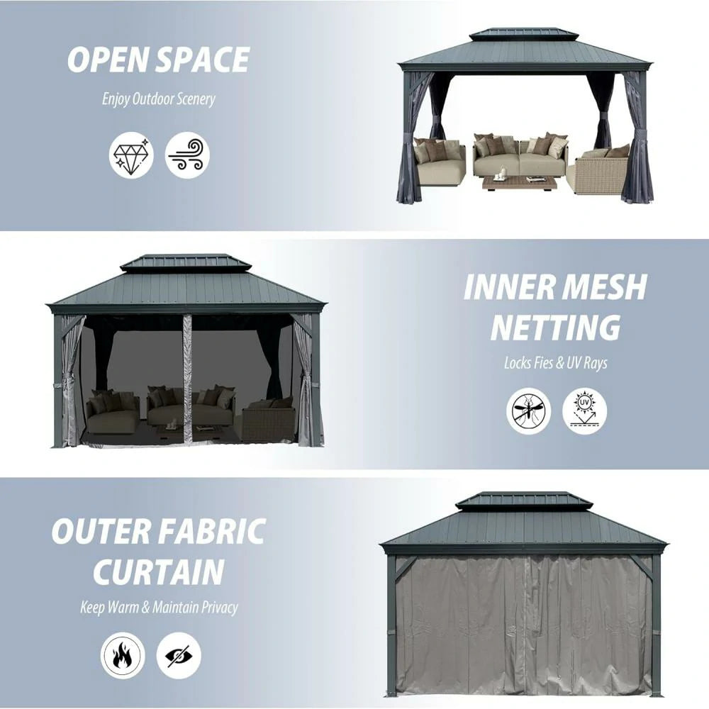 Domi Outdoor Living Hardtop Gazebo Resin Roof#size_12'x16'