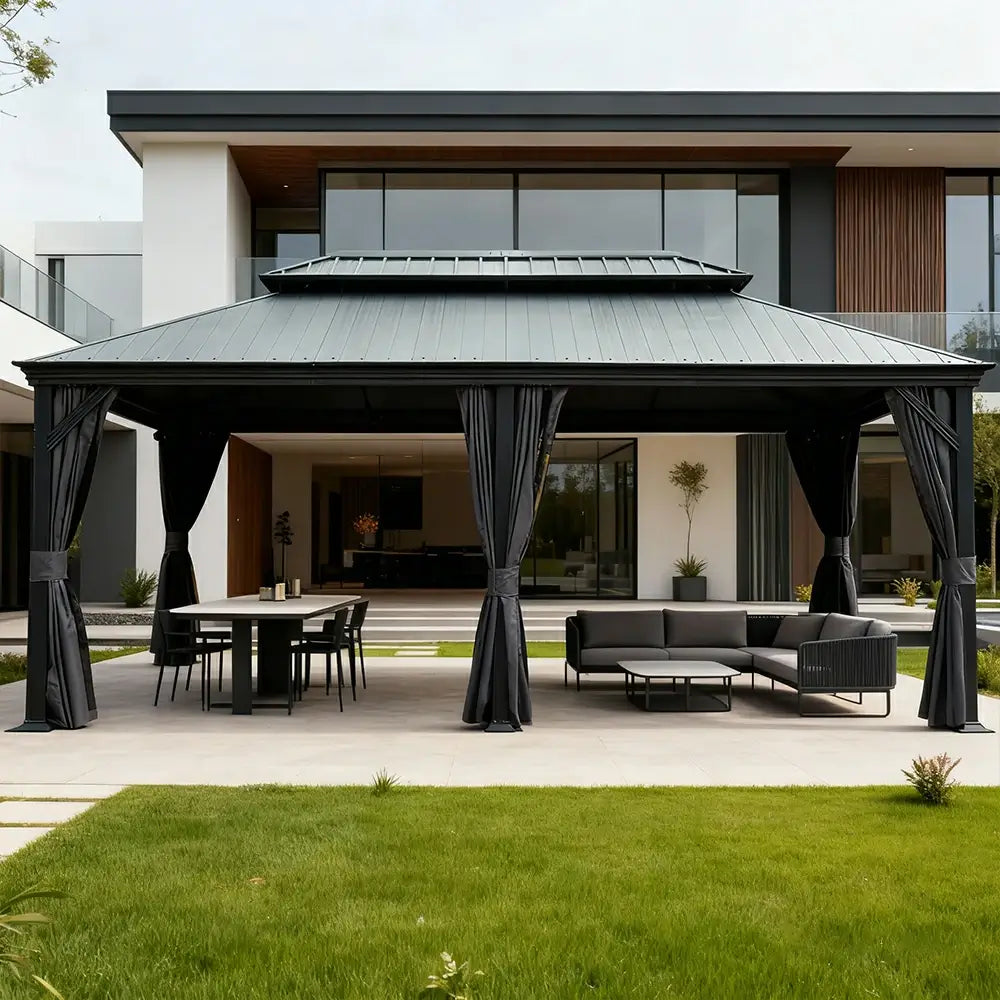 Domi Outdoor Living Hardtop Gazebo Resin Roof#size_12'x20'