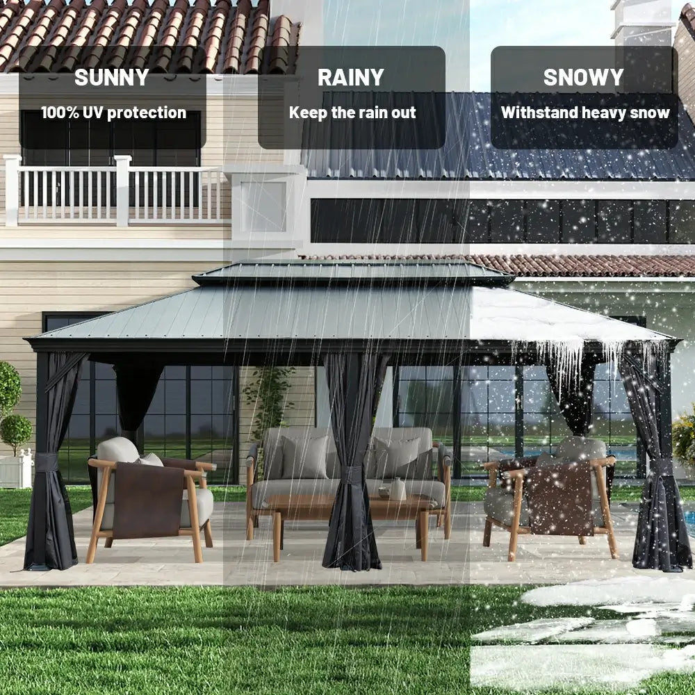 Domi Outdoor Living Hardtop Gazebo Resin Roof#size_12'x20'