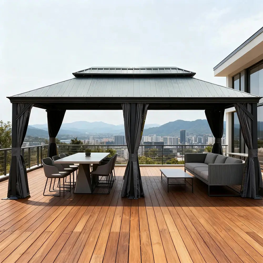Domi Outdoor Living Hardtop Gazebo Resin Roof#size_12'x20'