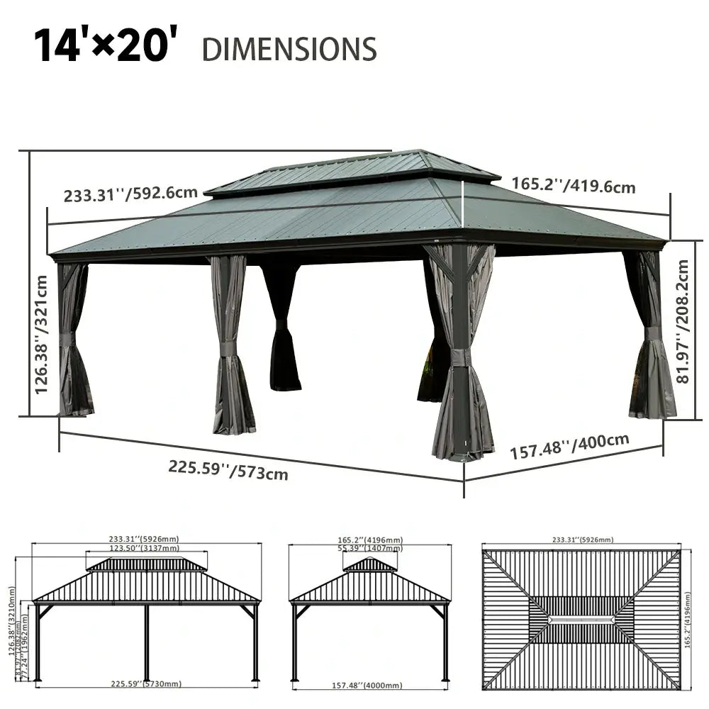 Domi Outdoor Living Hardtop Gazebo Resin Roof#size_14'x20'