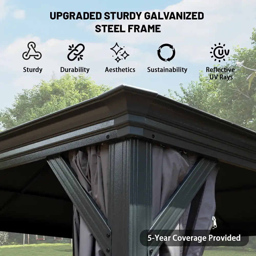 Domi Outdoor Living Hardtop Gazebo Resin Roof#size_14'x22'
