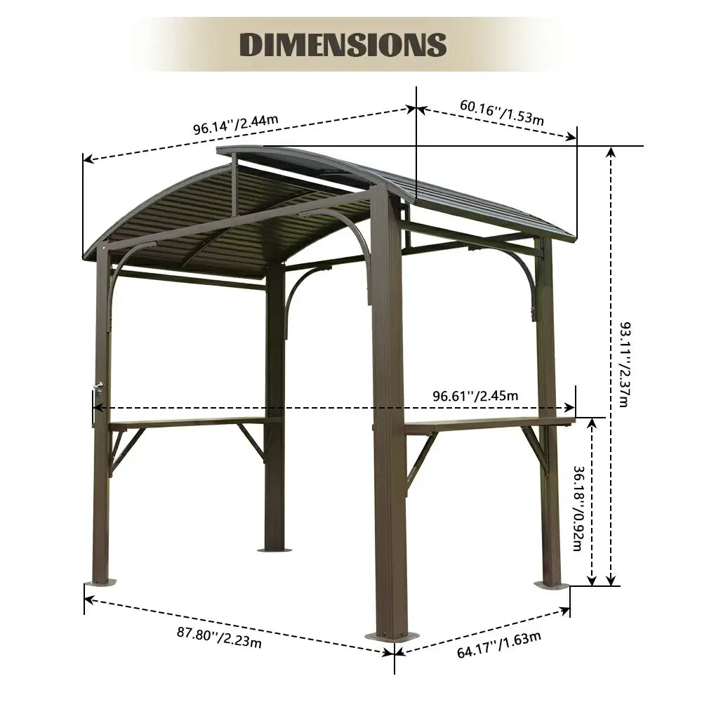 Domi Outdoor Living Outdoor Grill Gazebo Arc Roof#color_Brown
