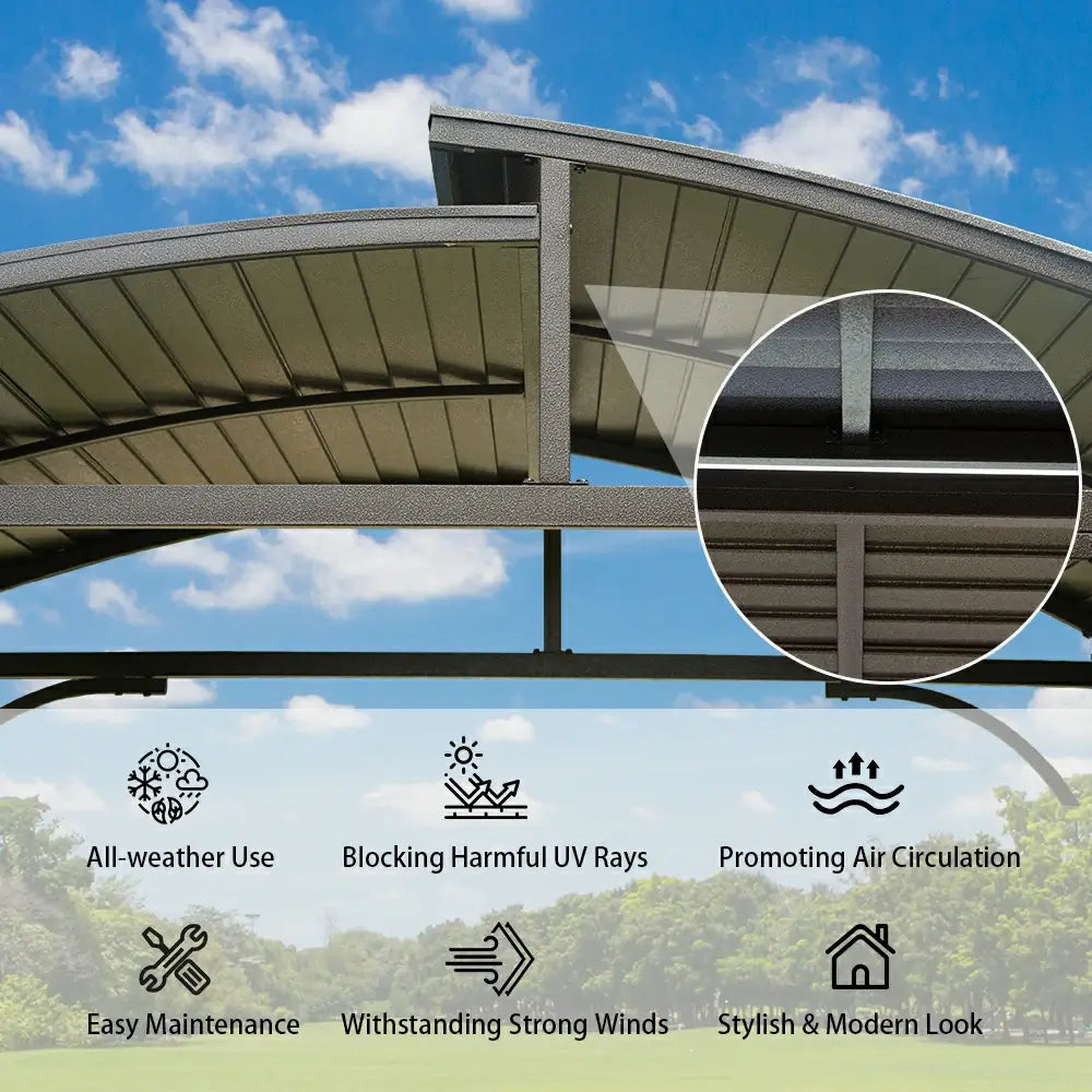 Domi Outdoor Living Outdoor Grill Gazebo Arc Roof#color_Brown