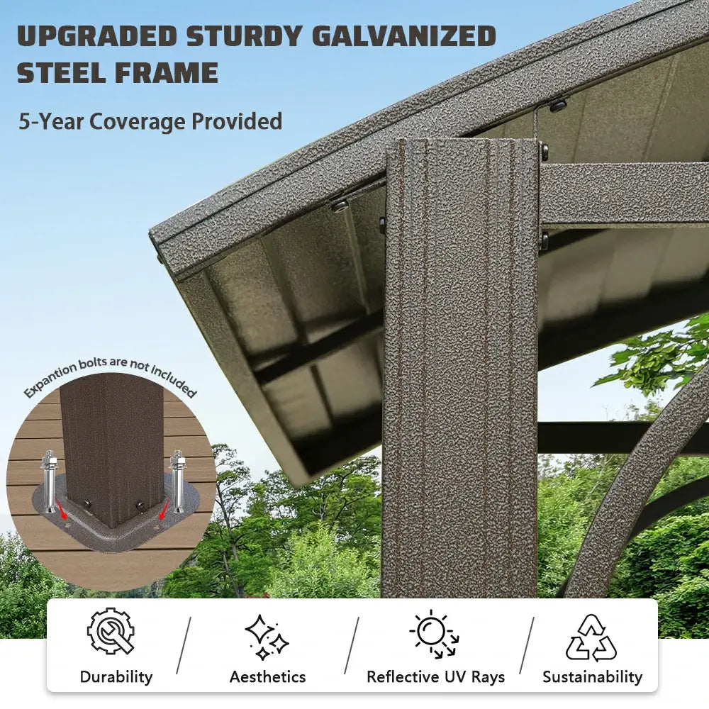Domi Outdoor Living Outdoor Grill Gazebo Arc Roof#color_Brown