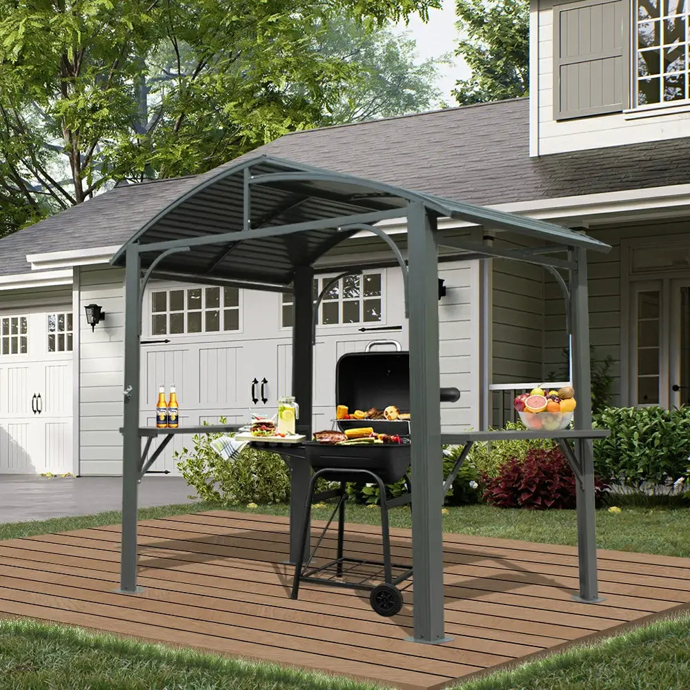 Domi Outdoor Living Outdoor Grill Gazebo Arc Roof#color_Gray