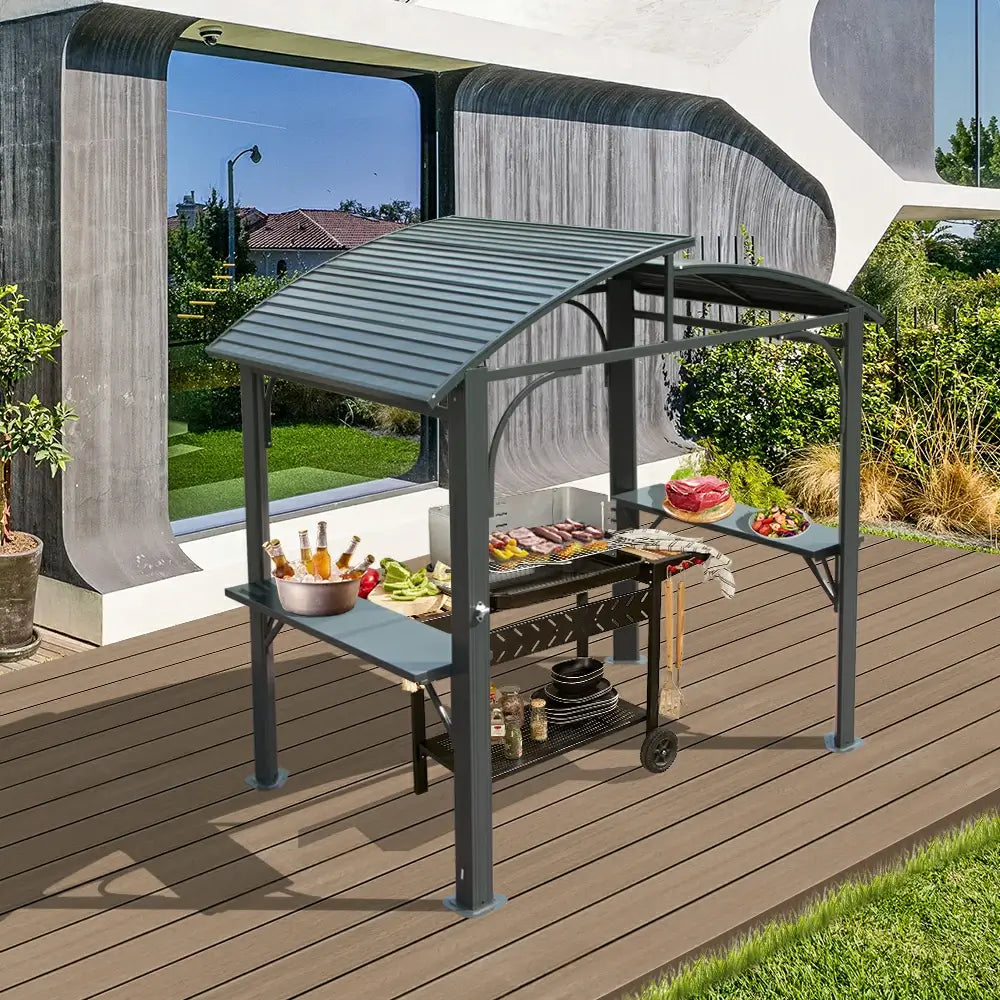 Domi Outdoor Living Outdoor Grill Gazebo Arc Roof#color_Gray