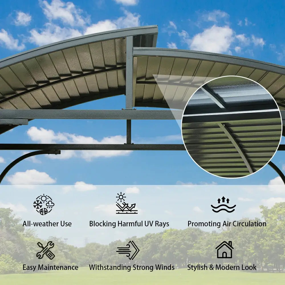 Domi Outdoor Living Outdoor Grill Gazebo Arc Roof#color_Gray