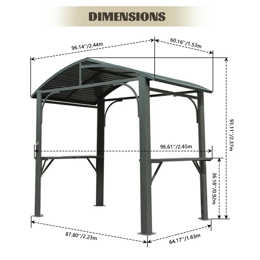 Domi Outdoor Living Outdoor Grill Gazebo Arc Roof#color_Gray