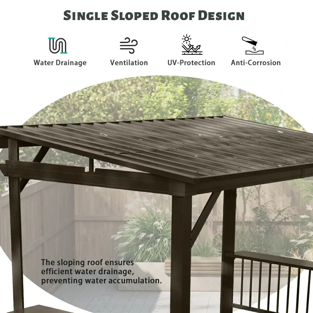 domi grill gazebo sloping roof #color_brown
