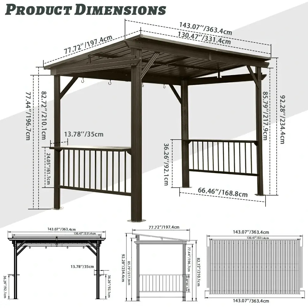domi grill gazebo sloping roof #color_brown