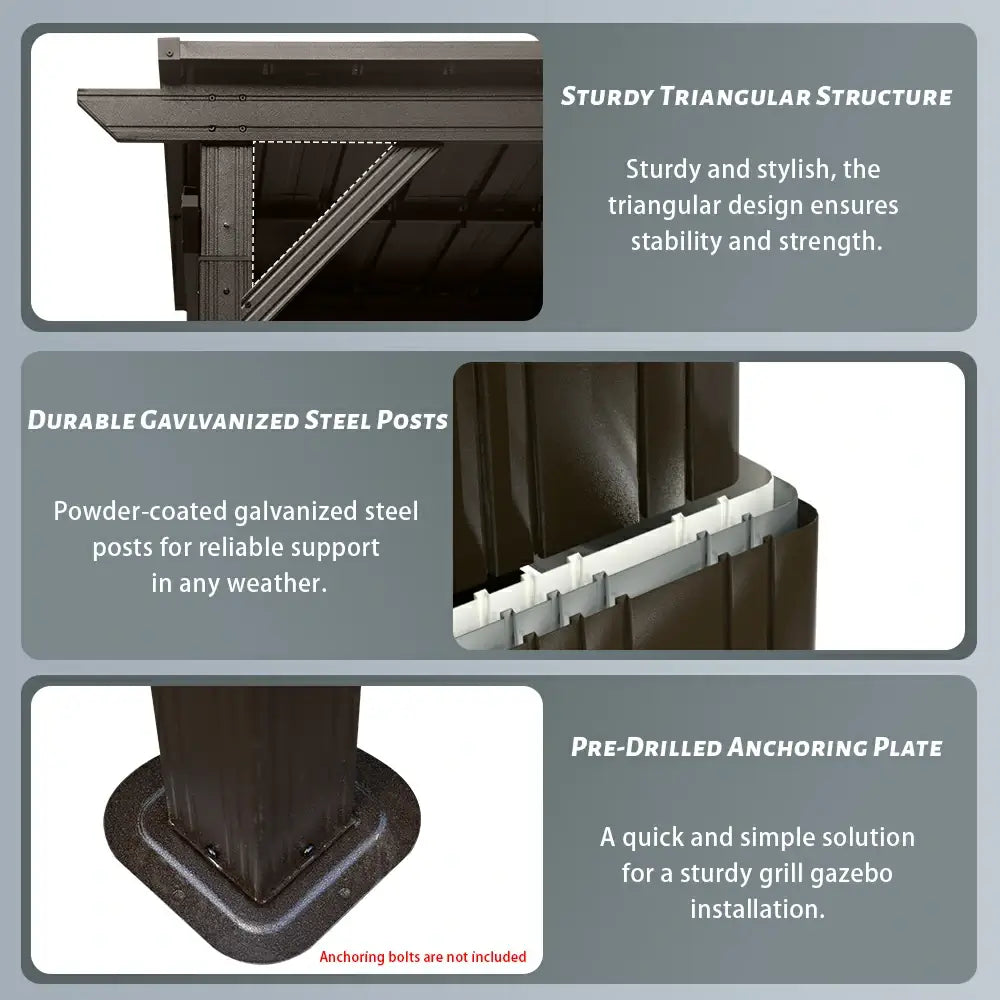 domi grill gazebo sloping roof #color_brown