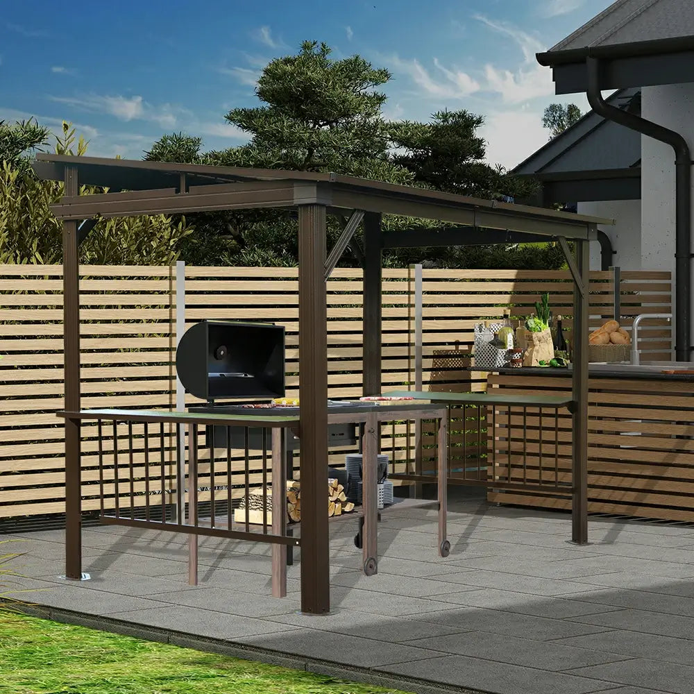 domi grill gazebo sloping roof #color_brown
