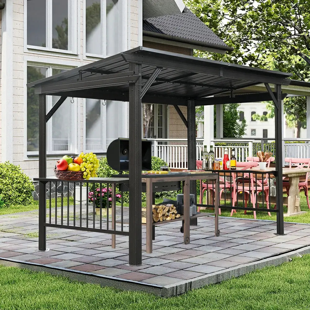 Domi Outdoor Living × 12' Hardtop Grill Gazebo——Sloping Roof