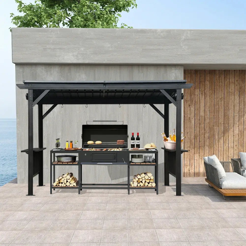 domi grill gazebo sloping roof #color_gray