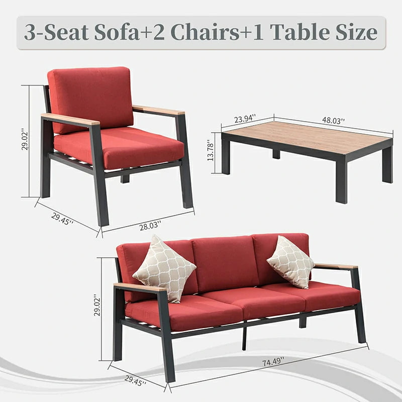 Domi Outdoor Living Outdoor Sofa Set#color_red
