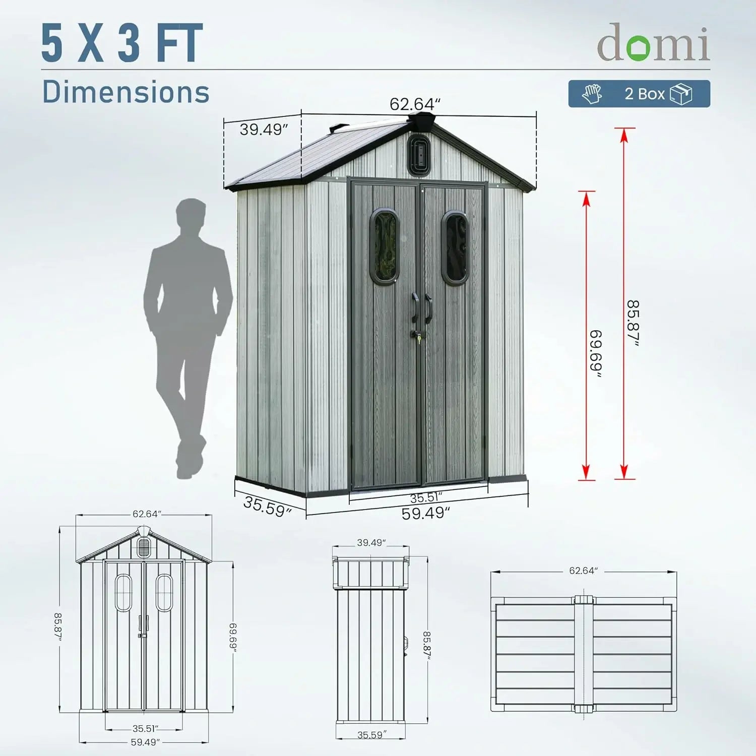 Domi Outdoor Living resin storage shed#size_5x3 FT