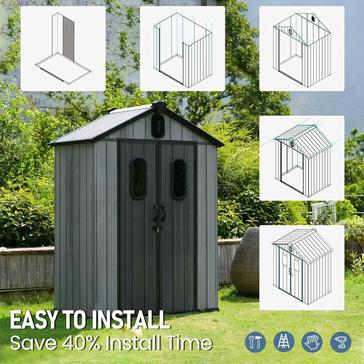 Domi Outdoor Living resin storage shed#size_5x3 FT