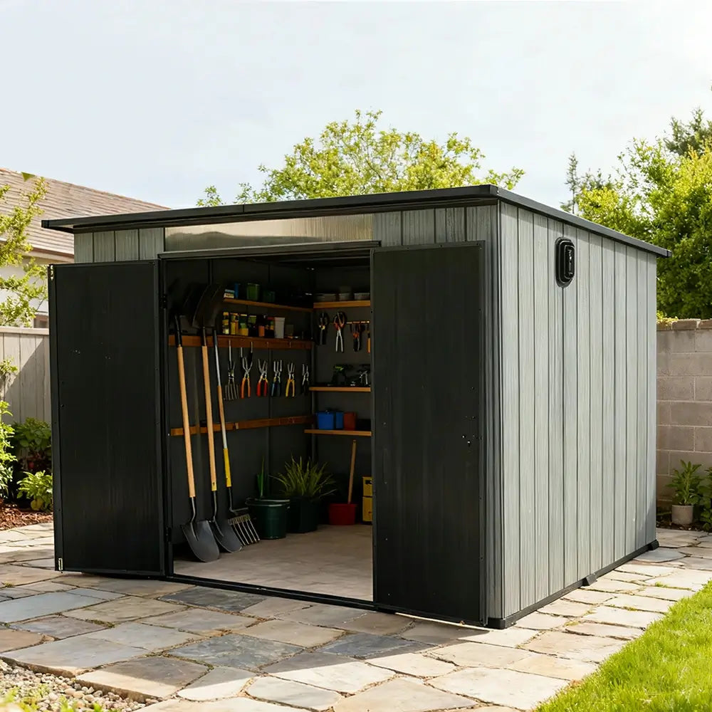 Domi Outdoor Living resin storage shed sloping roof#size_6.2'x11'