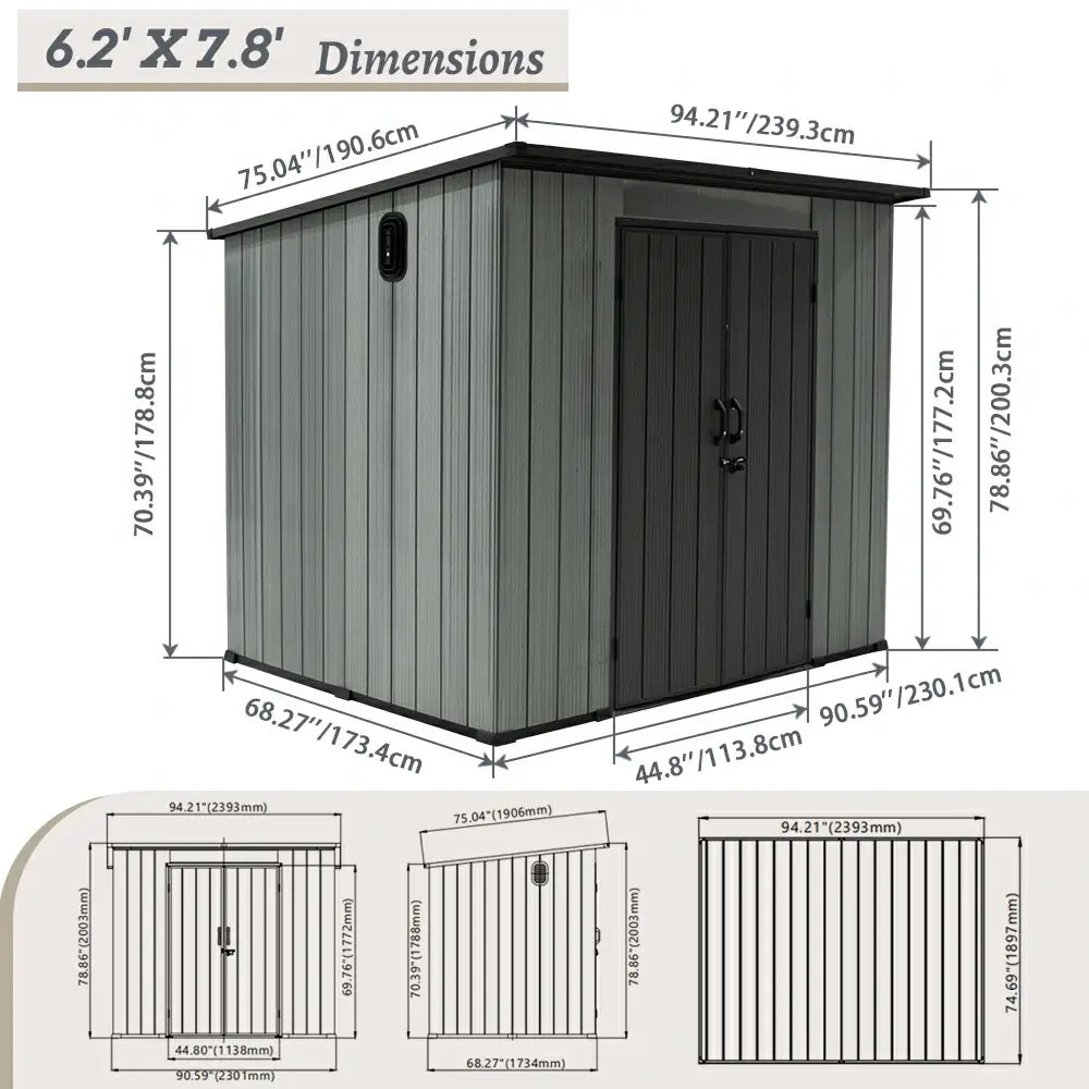 Domi Outdoor Living resin storage shed sloping roof#size_6.2'x7.8'