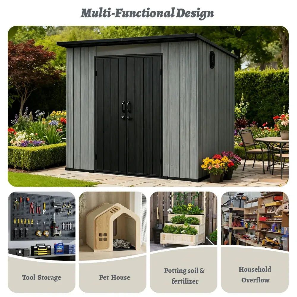 Domi Outdoor Living resin storage shed sloping roof#size_6.2'x7.8'