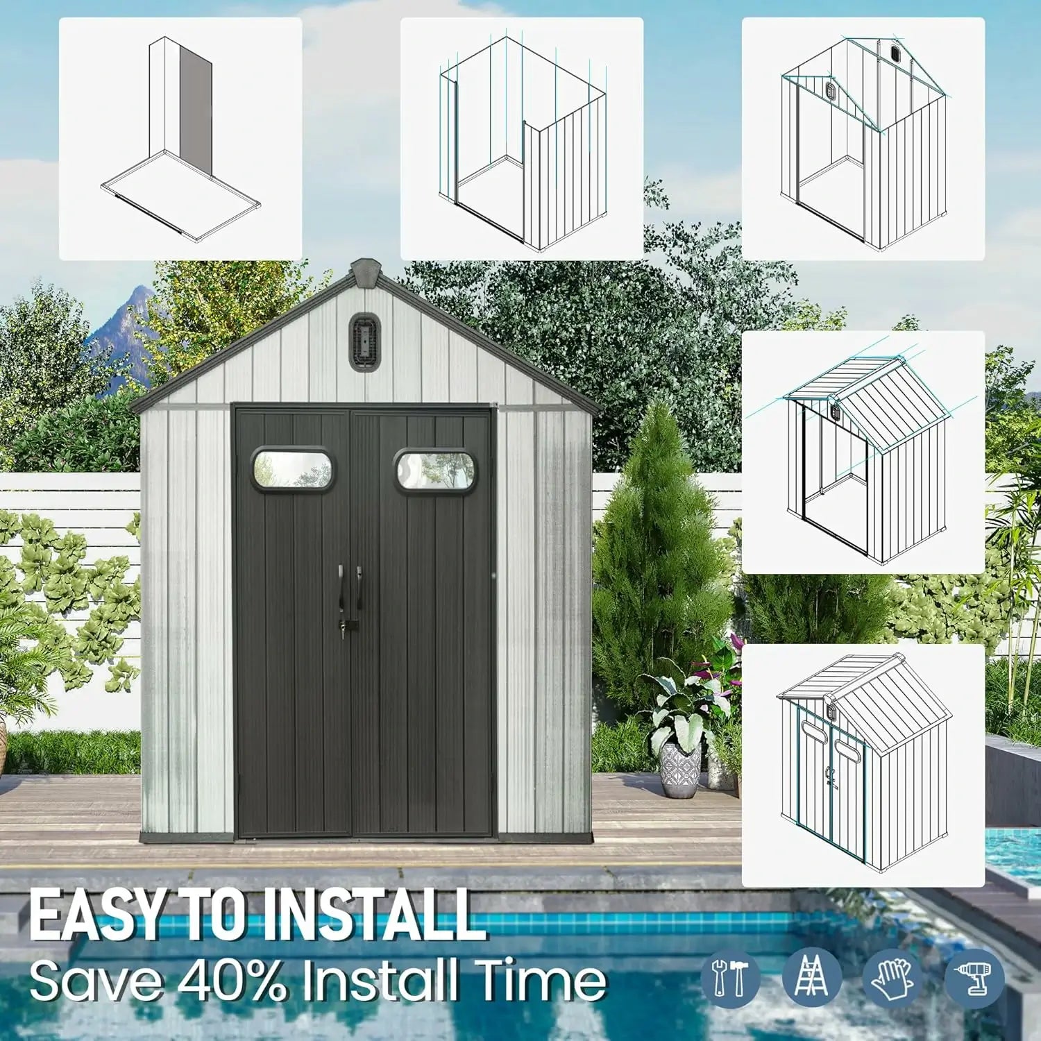 Domi Outdoor Living resin storage shed#size_6x4 FT