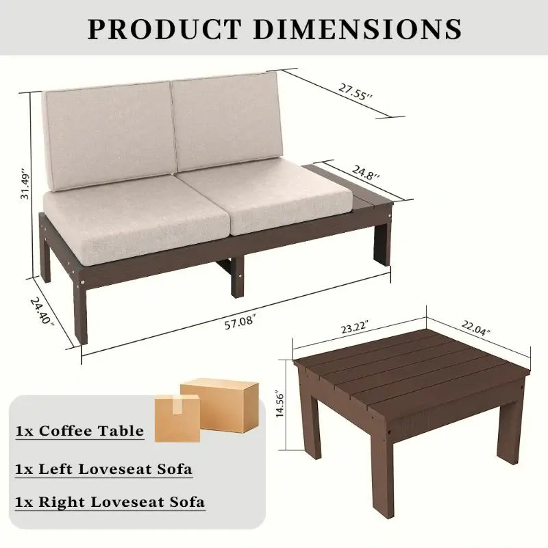 HDPE Outdoor Sofa Set#Color_brown