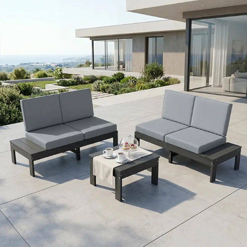 HDPE Outdoor Sofa Set#Color_gray