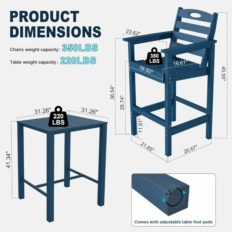 HDPE Patio Bar Set#color_dark blue