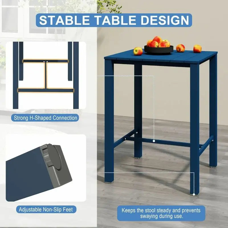HDPE Patio Bar Set#color_dark blue