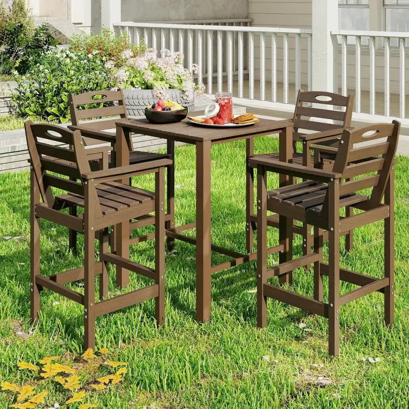 HDPE Patio Bar Set#color_brown