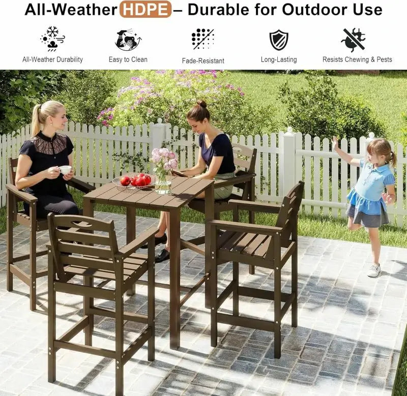 HDPE Patio Bar Set#color_brown