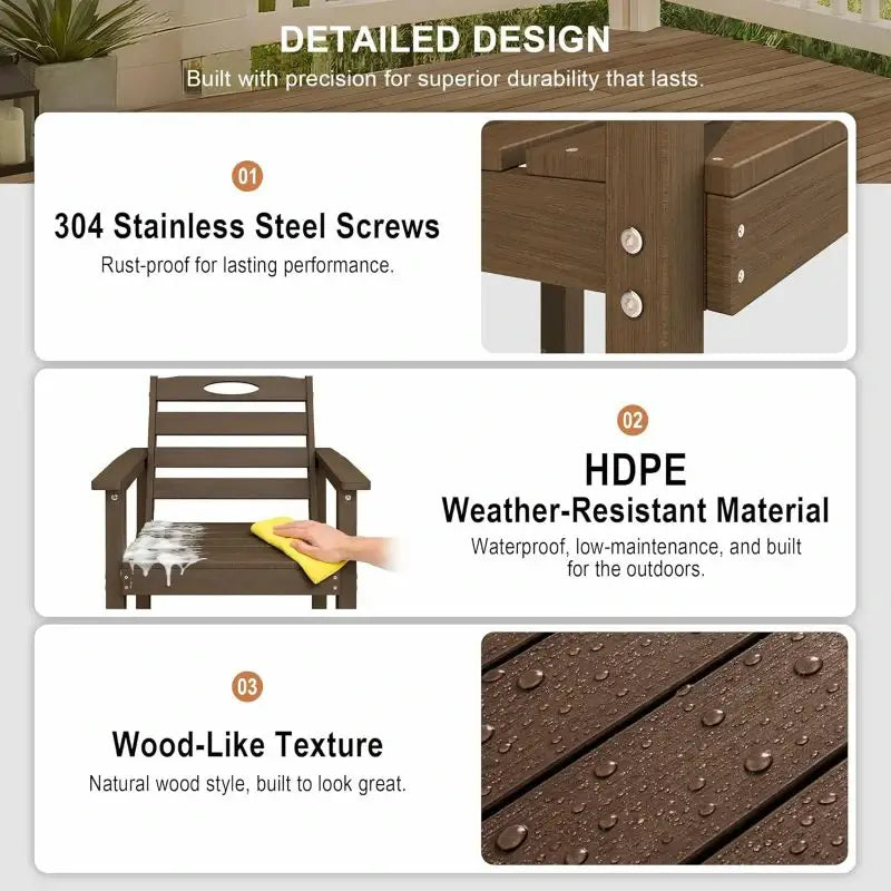 HDPE Patio Bar Set#color_brown