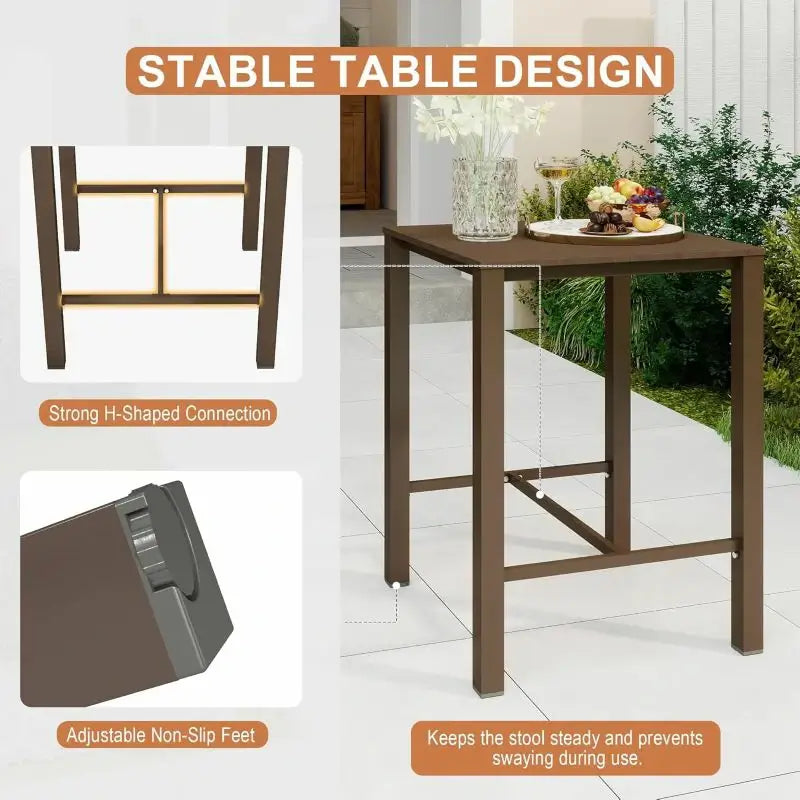 HDPE Patio Bar Set#color_brown