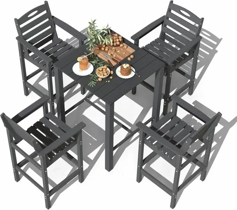 HDPE Patio Bar Set#color_gray