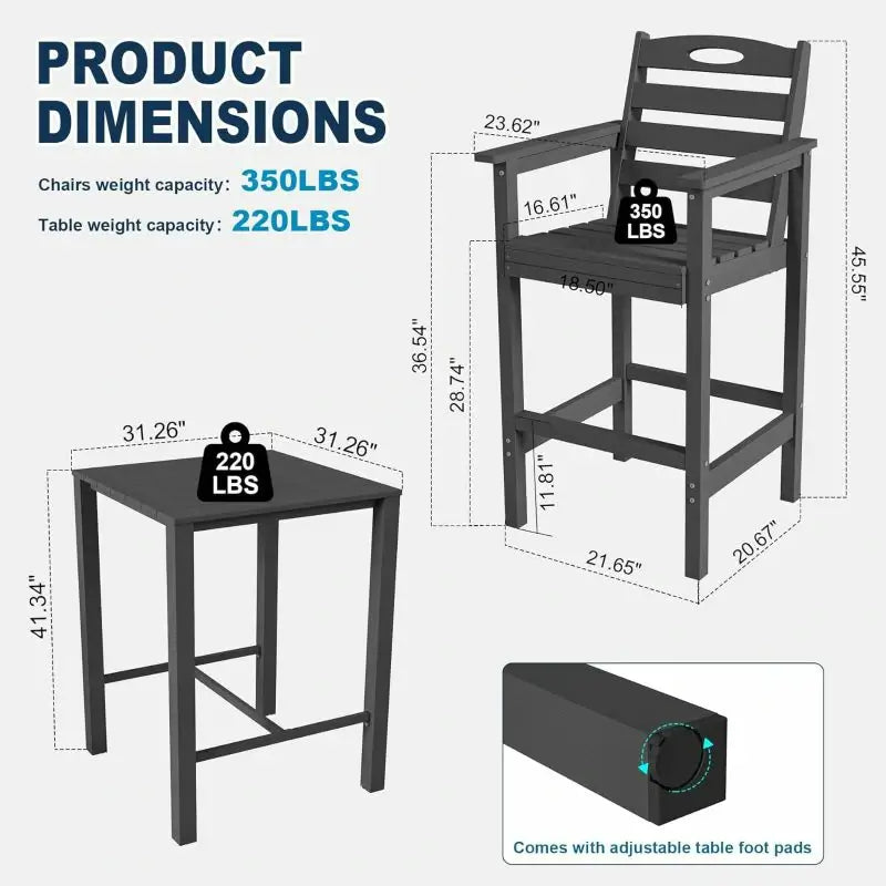 HDPE Patio Bar Set#color_gray