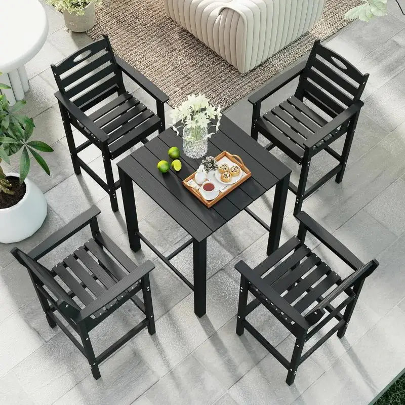 HDPE Patio Bar Set#color_gray