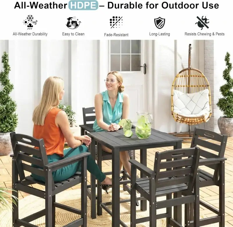 HDPE Patio Bar Set#color_gray