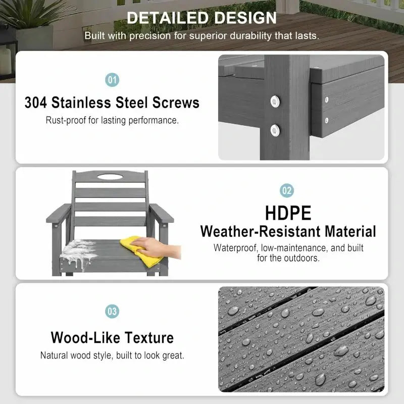 HDPE Patio Bar Set#color_gray
