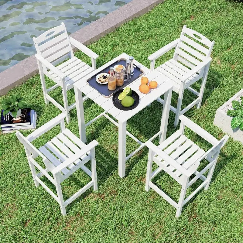 HDPE Patio Bar Set#color_white