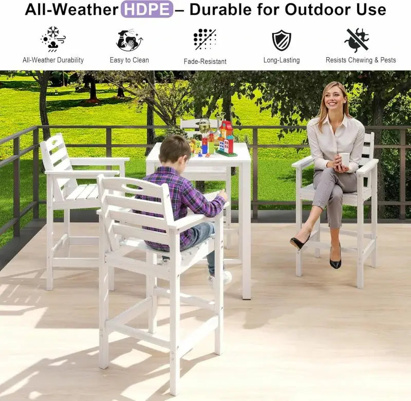 HDPE Patio Bar Set#color_white