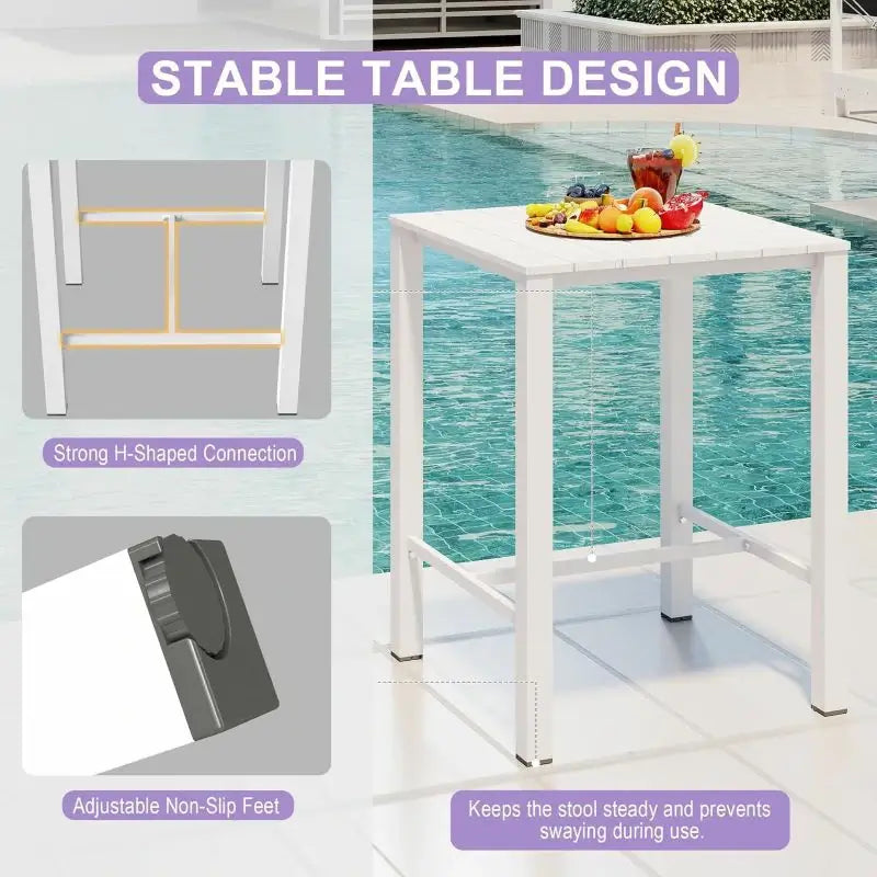 HDPE Patio Bar Set#color_white